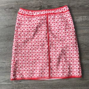 Talbots White/Red Quilted/Embroidered Skirt SZ 2P
